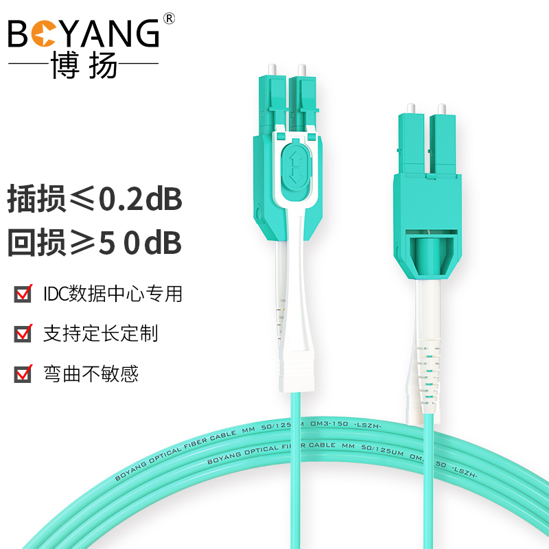 博扬 拉杆式万兆多模光纤跳线lc-lc1米OM3-300一管双芯BY-UW1552M