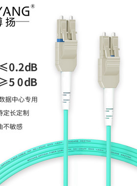 博扬 OM3万兆铠装光纤跳线LC-LC 45米 多模尾纤 一管双芯Uniboot
