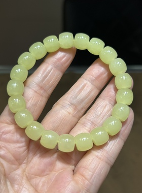 天然正品新疆和田玉若羌黄口手串鸡油黄肉质细油性足直切工艺