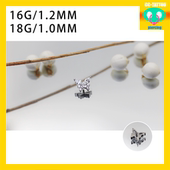CC猪弟家 高抛光钛合金耳骨钉耳窝钉内螺纹 水晶蝴蝶 16G 18G