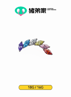 CC猪弟家 16G/18G 彩虹尾翼 钛合金内螺纹饰品 耳钉耳骨钉防过敏