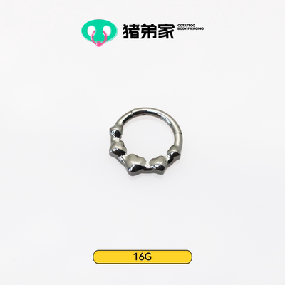 CC猪弟家 16G 钝钝爱心 Daith镜面抛光钛合金耳圈耳环无缝圈环