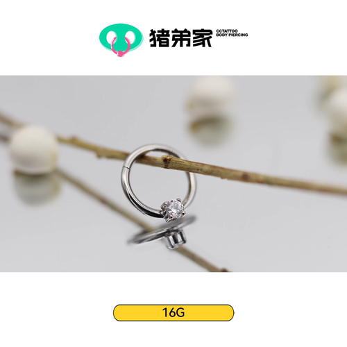 CC猪弟家 16G 钻戒耳圈 锆石耳环高抛光钛合金耳环耳骨环耳圈环