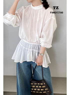 法式天丝超有设计感上衣防晒衬衫女春夏季轻薄透气衬衣外搭上衣潮