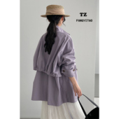 慵懒小个子风衣潮 简约立领纯色法式 设计感短外套女2026年春季 新款