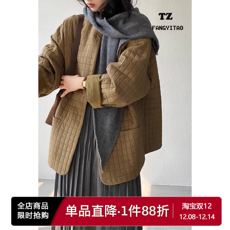 重磅私服压纹肌理圆领廓形棉衣