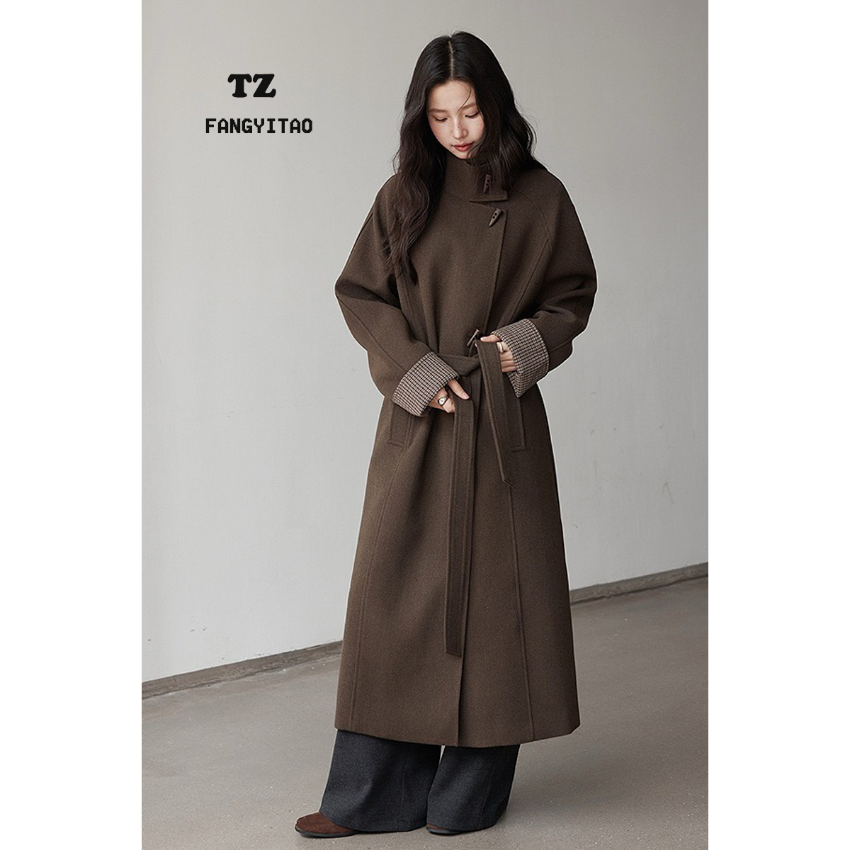 原版！高品质长款过膝毛呢大衣冬