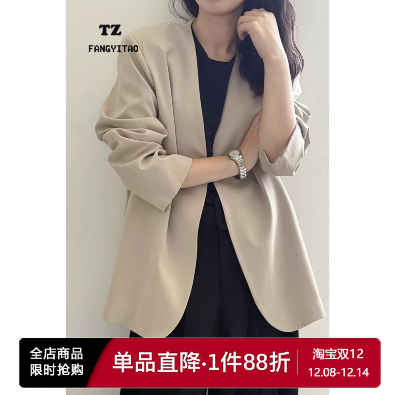 原版实拍！极简无扣无领西装外套