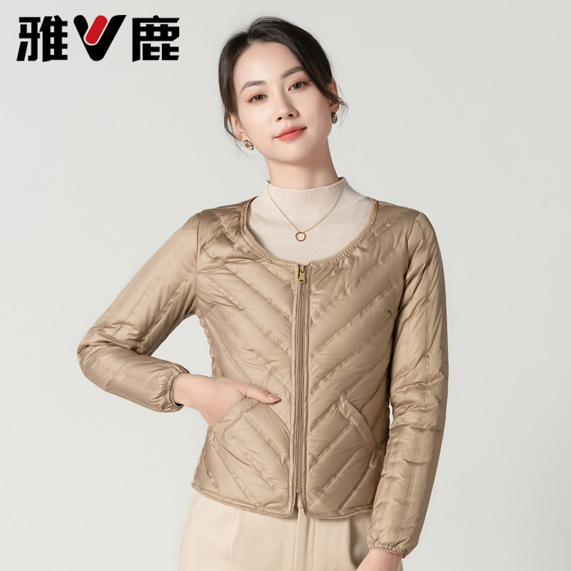 淑女短款圆领无缝羽绒服