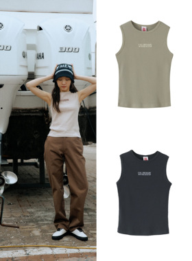 轻装上阵韩国小众 callmebaby 字母刺绣无袖百搭打底工字背心