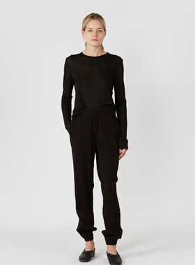 简约高级柔软天丝棉法式Bas松身百搭纯色圆领长袖T恤