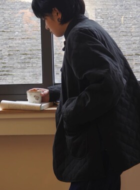 日系小众设计感双面穿繁花复古菱形格盘扣棉衣棉服女