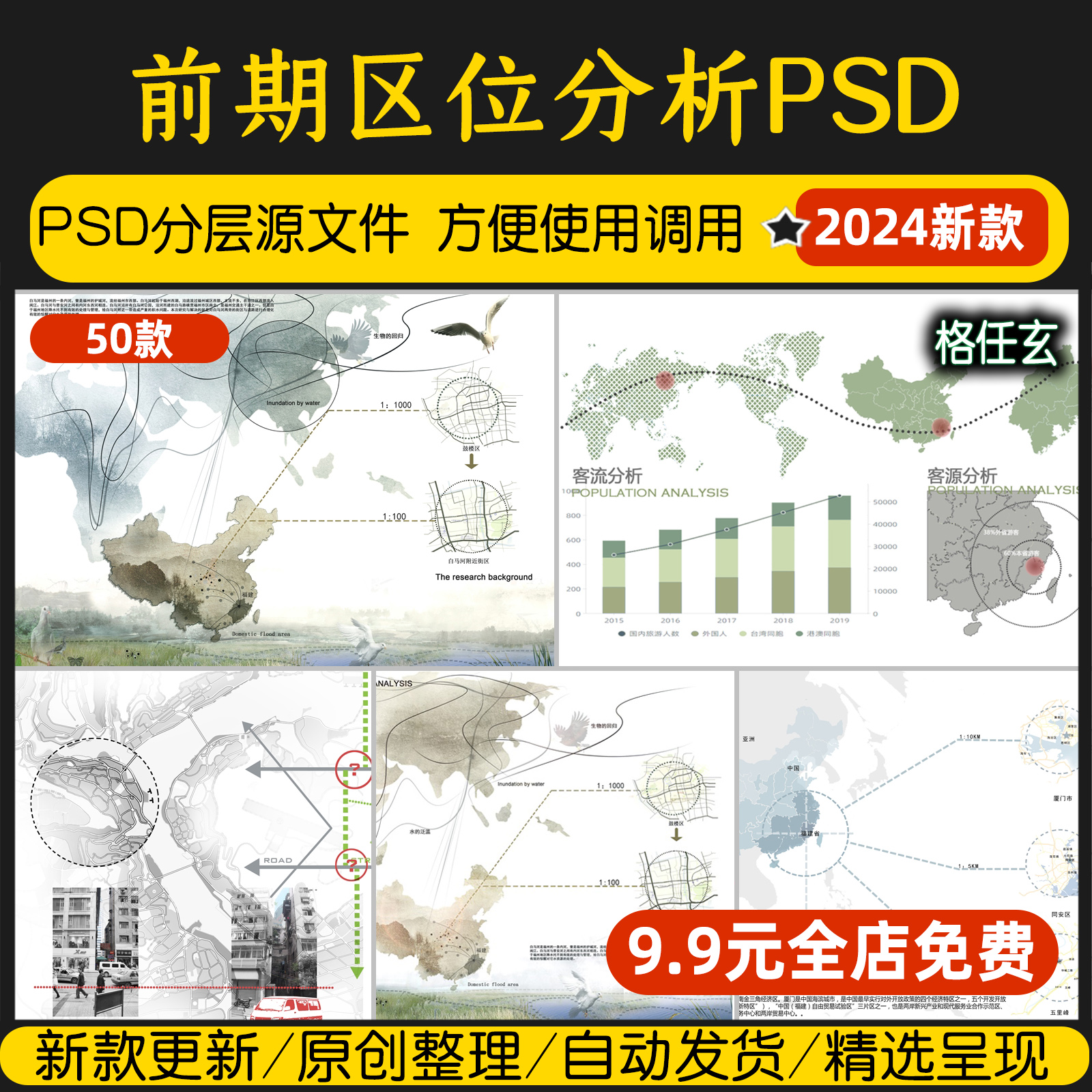 城市规划景观竞赛风小清新流线前期区位分析图psd文件ps展板素材