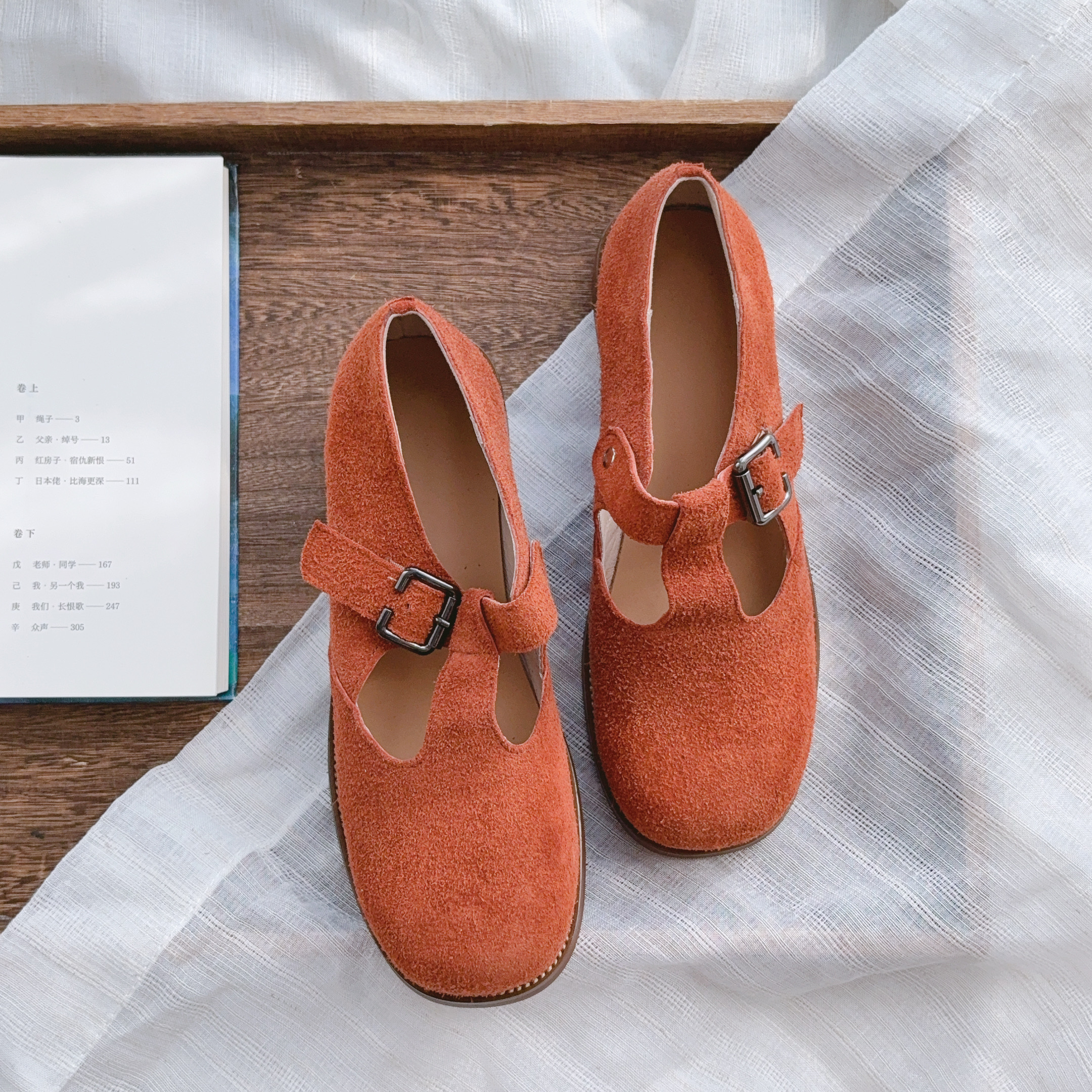 单鞋 初见沫日系复古头层牛小众百搭鞋子P5022-3