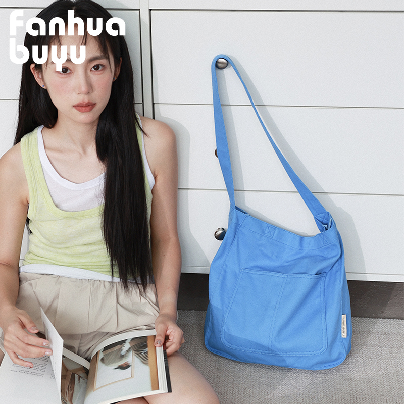 梵花不语松弛感帆布包女大容量托特包包手提单肩包通勤上课斜挎包