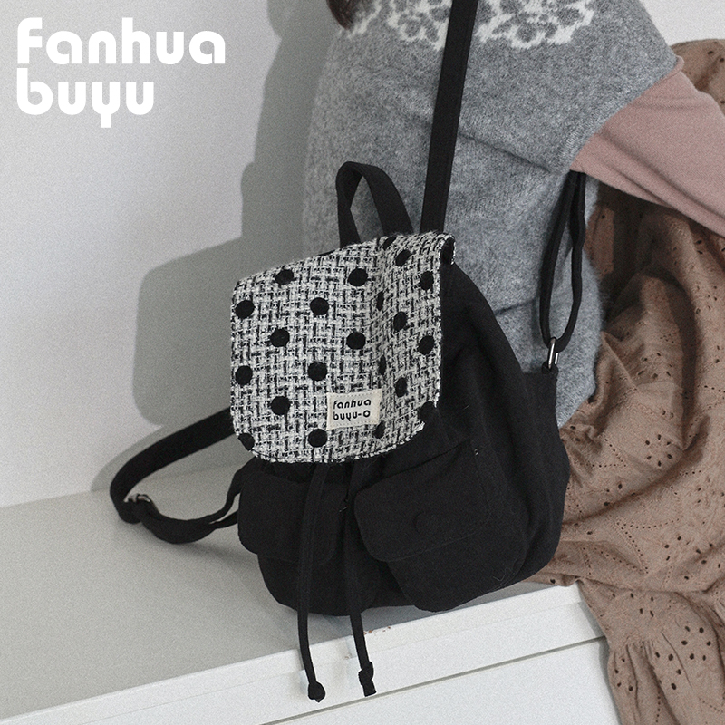 梵花不语小背包女抽绳迷你双肩包