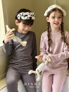 Bisket贝思壳2025秋冬纯棉家居服内衣套装中大童A类韩版秋衣秋裤