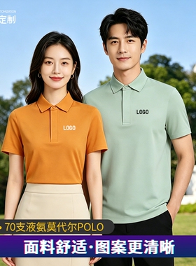 70支液氨莫代尔polo衫定制夏季翻领印字刺绣logo广告文化衫41006