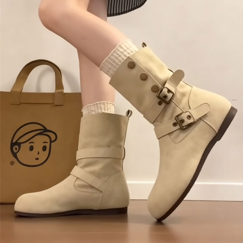 美拉德复古英伦风厚底马丁靴女款2025新款秋季增高棕色堆堆短靴子