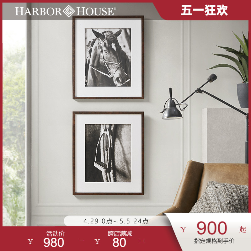 HarborHouse美式家居装设客厅墙画挂画创意组合画赛马装饰画Derby图片