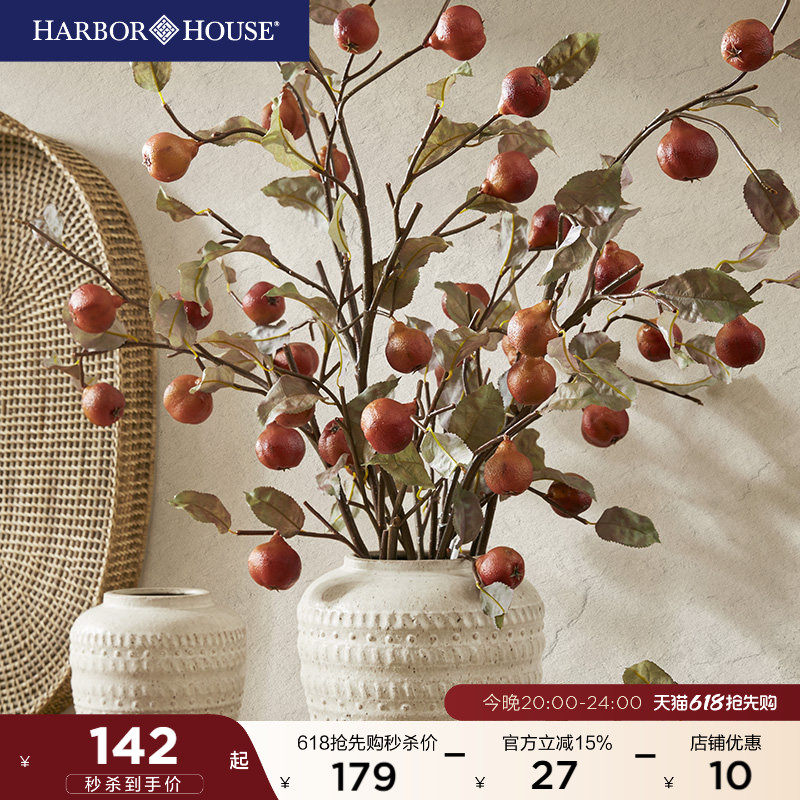 HarborHouse美式客厅餐厅装饰品花艺仿真花假花红木果Qu