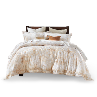 HarborHouse全棉80支贡缎轻磨毛印花四件套美式轻奢套件Aurelia