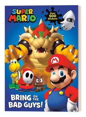 进口原版 Super Mario Bring on the Bad Guys! 超级马里奥 让坏人上场 儿童贴纸活动书 Courtney Carbone 英文版 进口英语原版