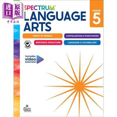 进口原版 *美国原版教辅 光谱练习册 语言艺术 5年级Spectrum Language Arts Workbook Grade 5 英文原版Carson Del   Carson Dell