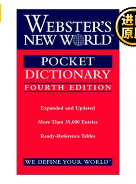 进口原版 英文原版 Webster's New World Pocket Dictionary  Fourth Edition 韦氏新世界 口袋英语词典 第4版 英文版 进口英语