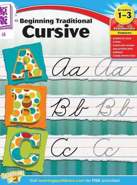 进口原版 *儿童初学传统草书练习册 Beginning Traditional Cursive Handwriting Workbook for Kids 英文原版 进口   Carson Dell