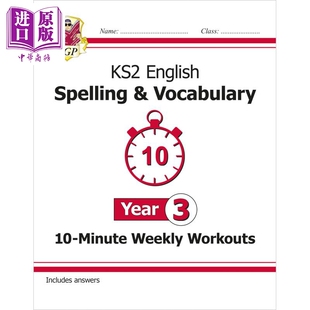 进口原版 CGP教辅 英国原版 English 新KS2英语10分钟每周锻炼拼写和词汇第3年New KS2 Weekly Coordinatio Workouts Minute