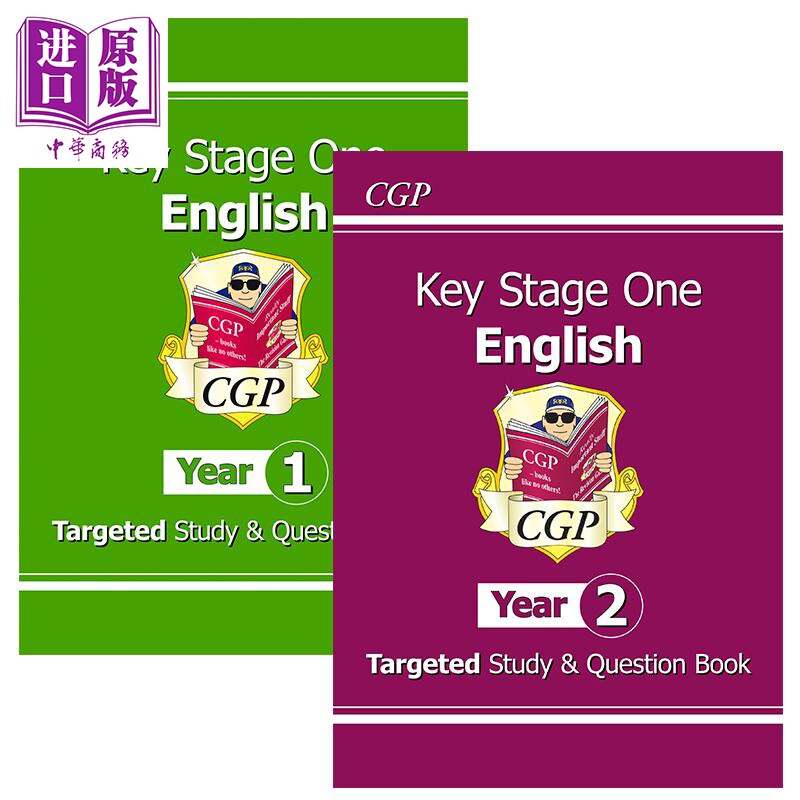 进口原版 *英国CGP原版 KS1 English Targeted Study Question Book 小学英语针对性学习问题书2册套装 1 2年级 含   CGP