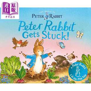 儿童纸板书绘本 彼得兔被困住了 The Peter Gets Rabbit World 进口原版 翻翻书 StＵＣk 英文原版