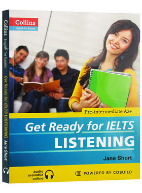 进口原版 Collins Get Ready for IELTS Listening 基础雅思听力 英文原版 柯林斯英语考试辅导书 备考雅思听力写作 全英文版进