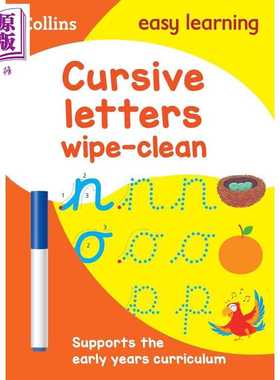 进口原版 *Collins Easy Learning Preschool Cursive Letters Ages 3-5 Wipe Clean 柯林斯易学儿童草书 可擦活动   Harper Colli