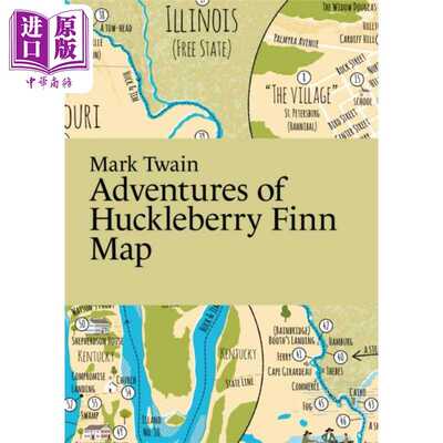 进口原版 *马克吐温 哈克贝利芬历险记地图 Adventures of HＵＣkleberry Finn Map 英文原版 Martin Thelander   Paris Grafik
