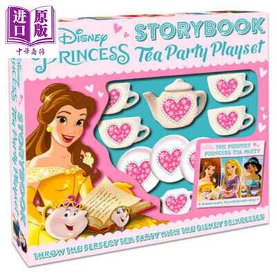 进口原版 *Disney Princess Storybook Tea Party Playset 迪士尼公主 故事书茶会 英文原版 儿童活动手册 绘本故事   Autumn Publ