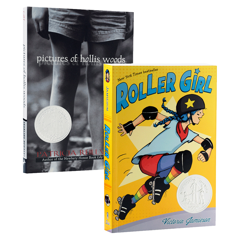 进口原版 *纽伯瑞奖友谊系列2册 进口英文原版 Pictures of Hollis Woods孤女梦痕 Roller Girl 儿童经典文学 外国   Penguin USA