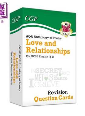 进口原版 *英国原版CGP教辅 新9-1 GCSE英语 AQA爱与关系诗歌选集修订问题卡New 9-1 GCSE English AQA Love & Rela   Coordinatio