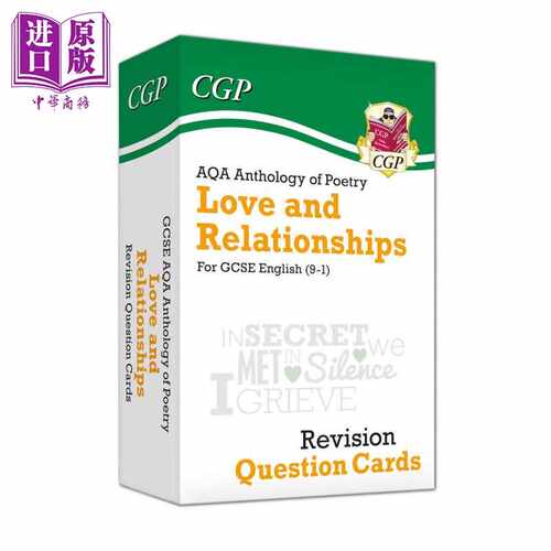 进口原版 *英国原版CGP教辅 新9-1 GCSE英语 AQA爱与关系诗歌选集修订问题卡New 9-1 GCSE English AQA Love & Rela   Coordinatio
