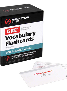 进口原版 曼哈顿GRE基础词汇卡片500 英文原版英语单词书 Essential Words GRE Vocabulary Flashcards Manhattan Prep 进口书