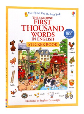进口原版 基础英语1000词贴纸书 英文原版 Usborne First 1000 Words in English Sticker Book 尤斯伯恩 儿童英语单词学习书