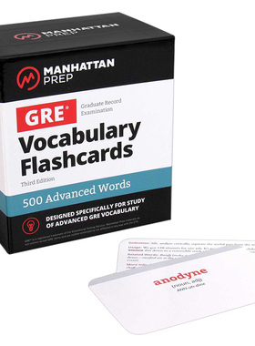 进口原版 曼哈顿GRE高级词汇卡片500 英文原版 Advanced Words: GRE Vocabulary Flashcards GRE考试英语单词书 全英文版正版进