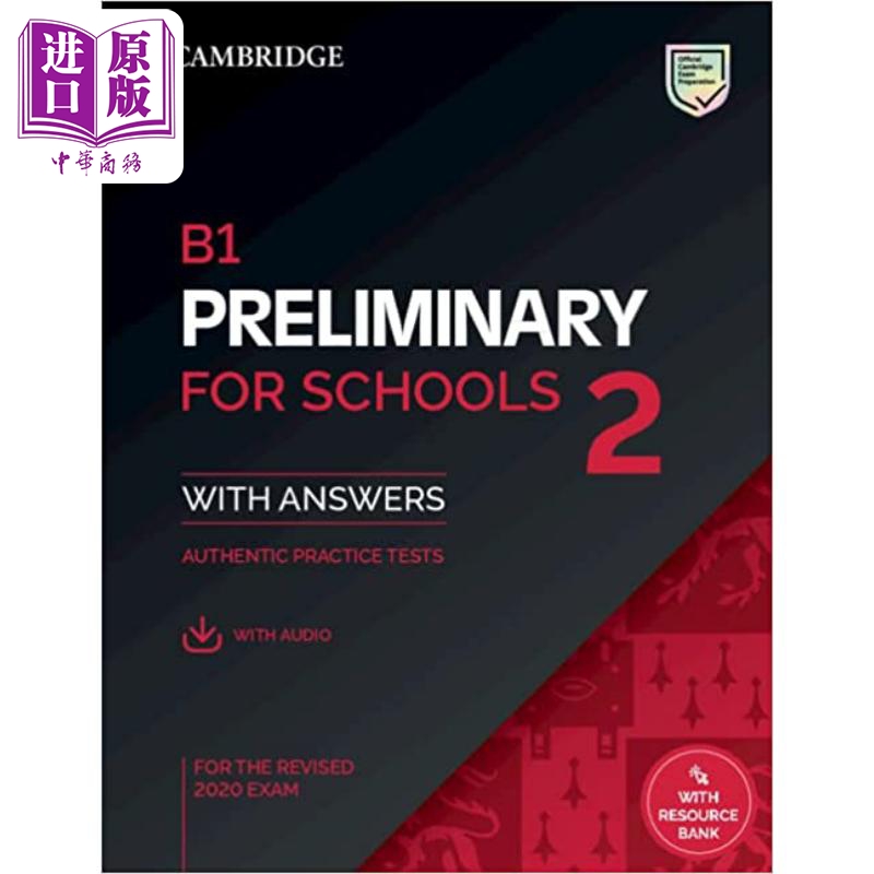 进口原版 *剑桥官方2022新版PET考试校园版真题4套 有答案配音频线上资源 B1 Preliminary for Schools 2 英文原版   Cambridge