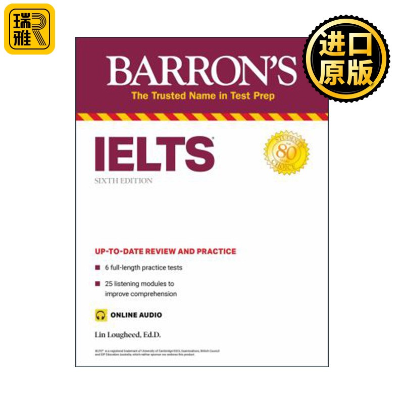 进口原版 英文原版 IELTS 雅思备考指南 含6套测试题+综合复习+在线音频 第6版 英文版 进口英语原版书籍   Barrons