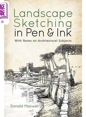 进口原版 *Landscape Sketching in Pen and Ink 进口艺术 笔和墨水绘制景观素描：带有建筑主题的注释 Dover   Dover Publication