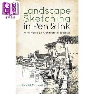 笔和墨水绘制景观素描：带有建筑主题 and Landscape 进口原版 Publication Pen Ink Dover 注释 进口艺术 Sketching