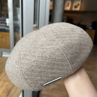 新款大头围贝雷帽女纯色复古百搭显脸小南瓜帽画家帽蓓雷帽子潮