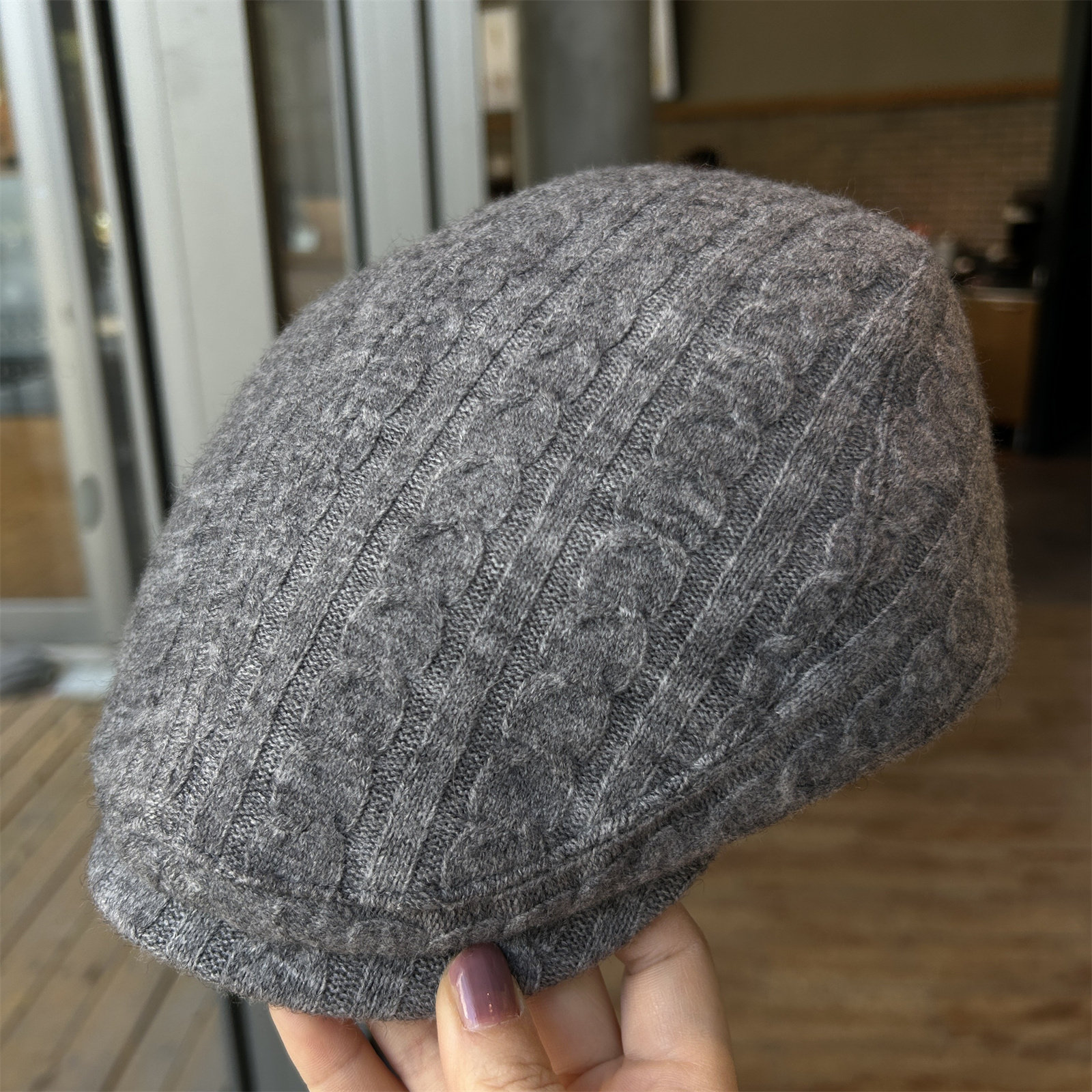 秋冬新款麻花条纹针织前进帽子女时尚百搭潮流出街休闲鸭舌帽男