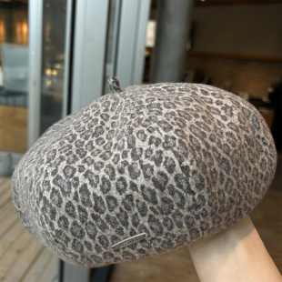 新款 豹纹贝雷帽南瓜帽女复古小众洋气画家帽报童帽 2025秋冬时尚